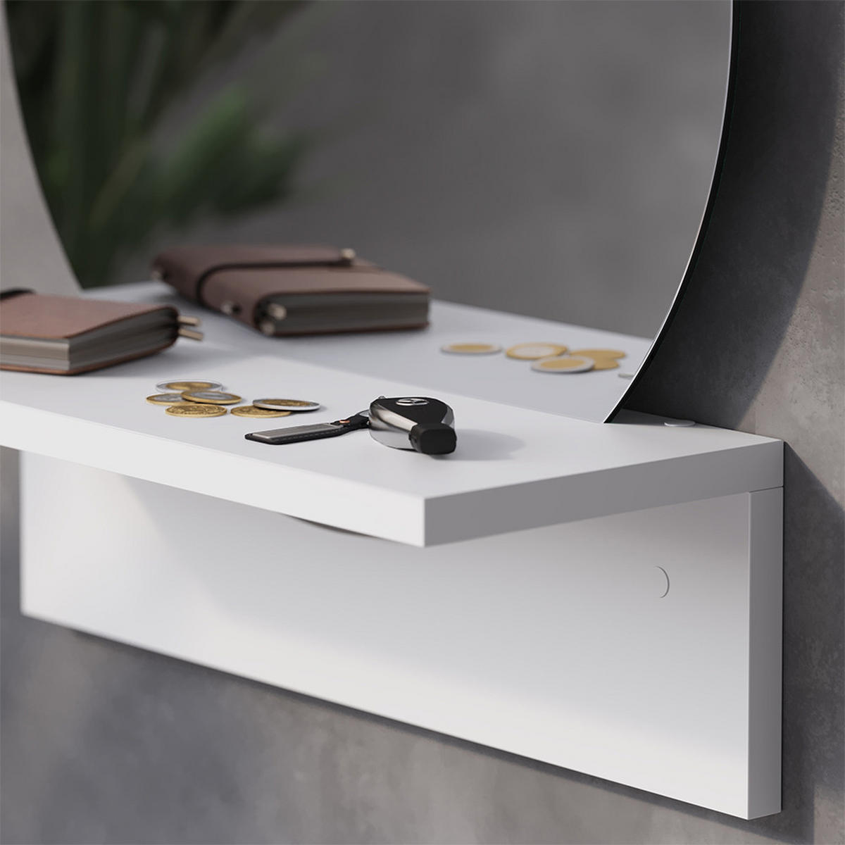 BADEZIMMERSPIEGEL Elyra Weiß 40 x 47.5 cm mit Ablage - Weiß, Holzwerkstoff (40/47.5/15cm) - Vicco