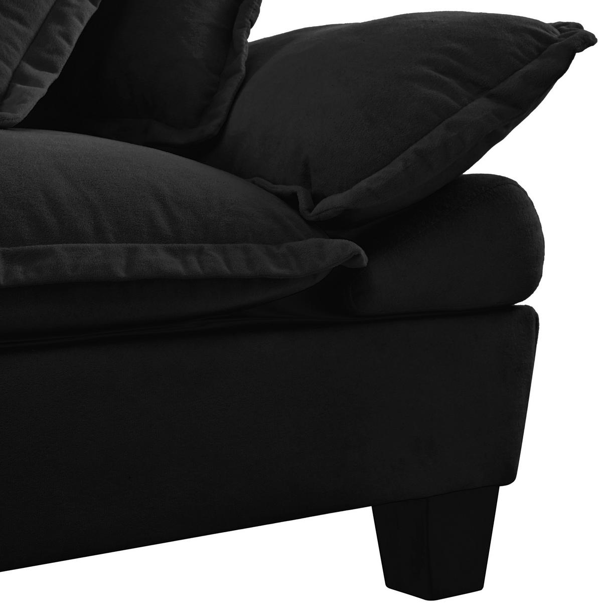3-SITZER Sofa aus Chenille Schwarz 264x85x90 cm, 3-Sitzer mit abnehmbaren Armlehnen - Schwarz, Textil (264/90/85cm) - IVMEU