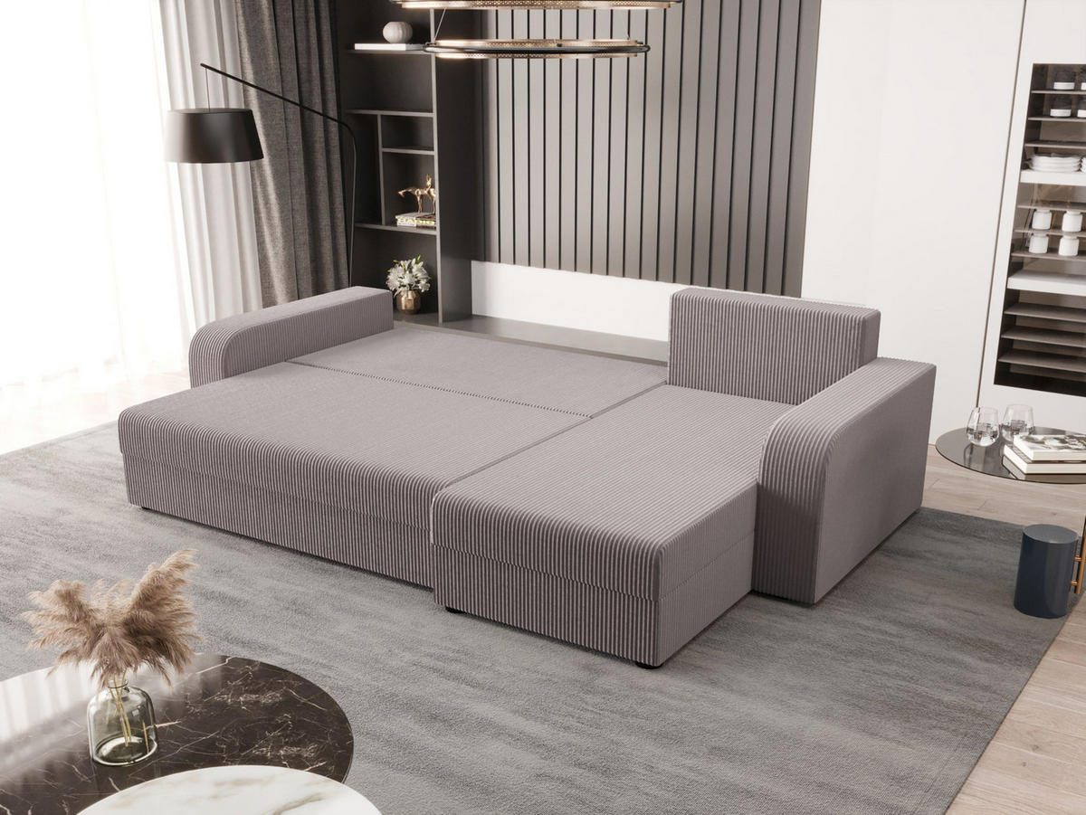 ECKSOFA HEWLET L BIS Zoom 19 Rechts mit Schlaffunktion - Grau, Textil (240/140cm) - Bedante