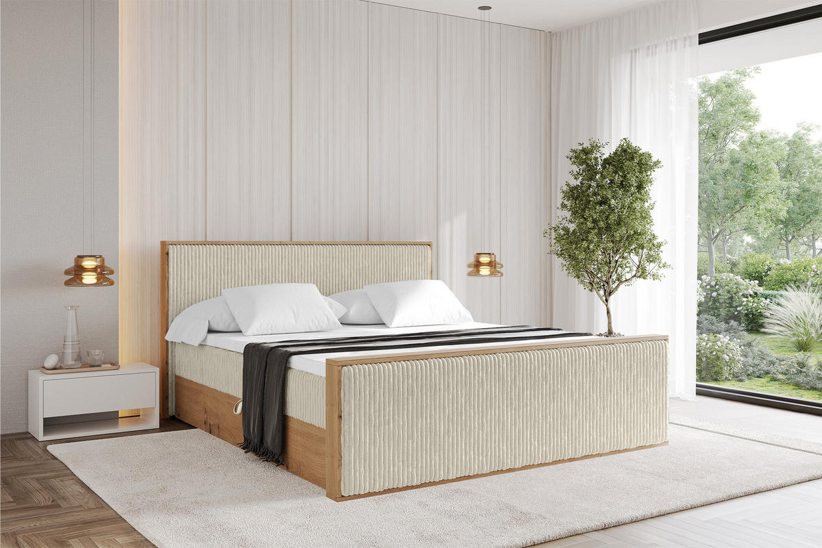 BOXBETT LOLLI9 -Z 160x200 - H3 Creme - Beige, Holzwerkstoff (160/200cm) - ALTDECOR