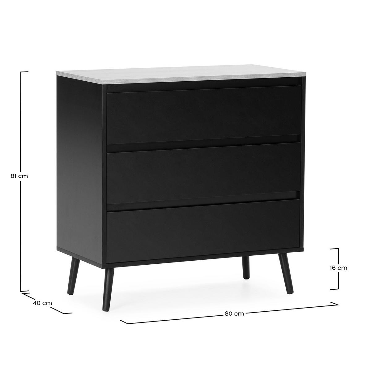 KOMMODE 80/80/40 Desi schwarze Farbe - Schwarz, Holzwerkstoff (80/80/40cm) - VS Venta-stock