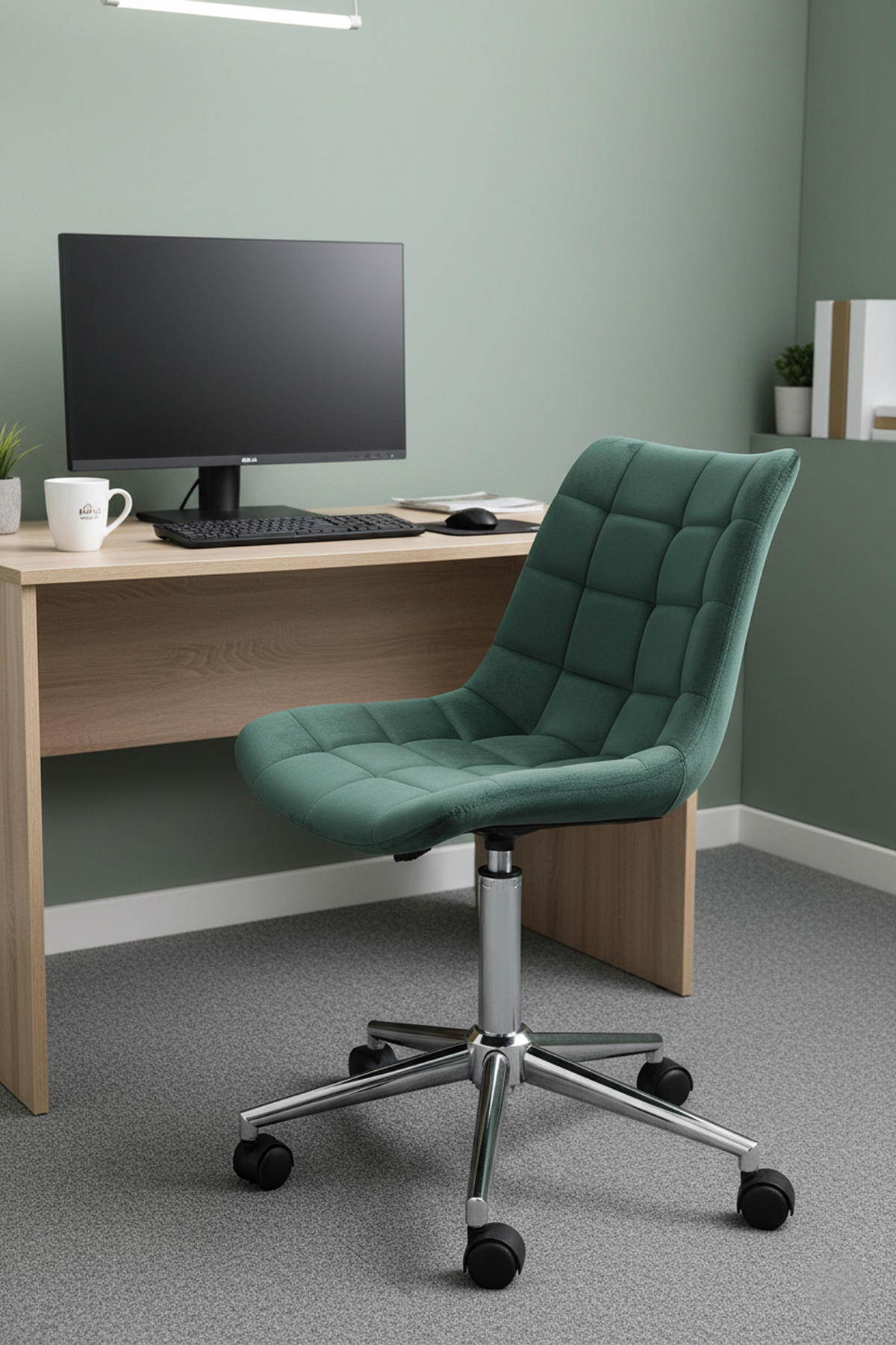 BÜROSTUHL Auronix Samt grün - Chromfarben/Grün, Metall (46/96/62cm) - TPFLiving