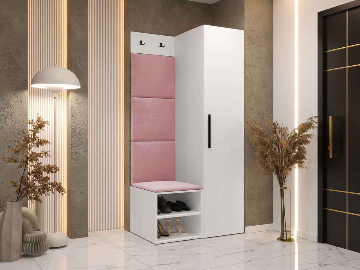 GARDEROBEN-SET Medi III - Hellrosa/Schwarz, Holzwerkstoff/Kunststoff (40/191/50cm) - MIRJAN24