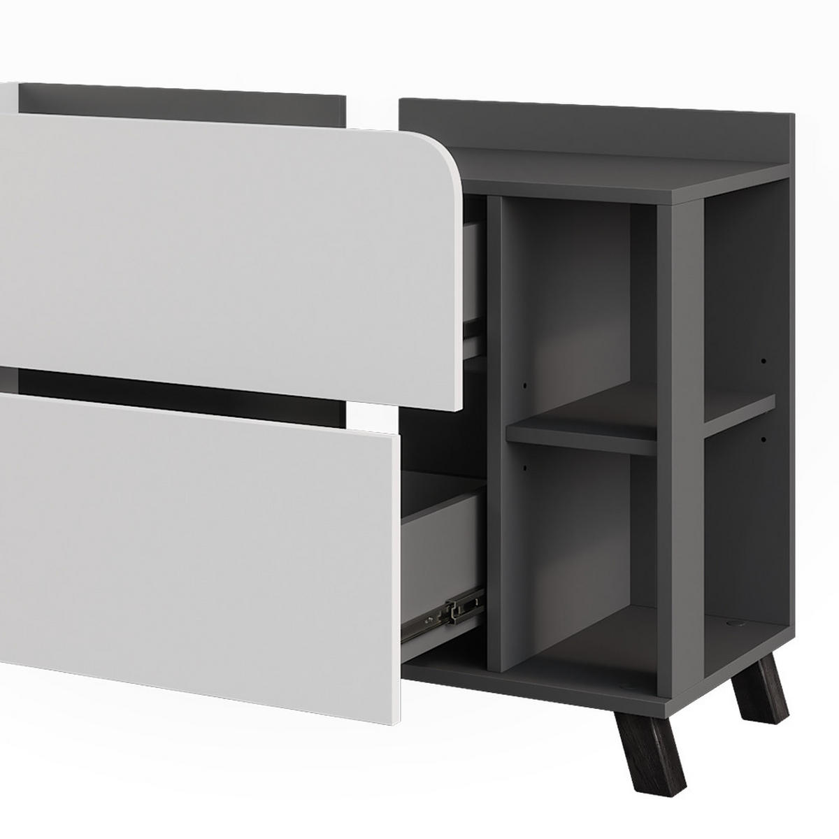 WASCHBECKENUNTERSCHRANK Karen Anthrazit/Weiß 100 x 65 cm mit 2 Schubladen - Anthrazit/Weiß, Holzwerkstoff (100/65/35cm) - Vicco