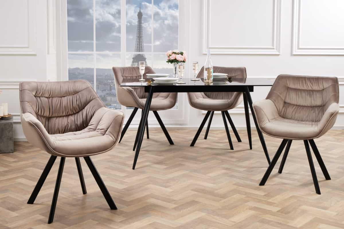 STUHL THE DUTCH COMFORT Samt Greige 80 cm - Champagner/Beige, Textil/Metall (67/82/63cm) - riess-ambiente