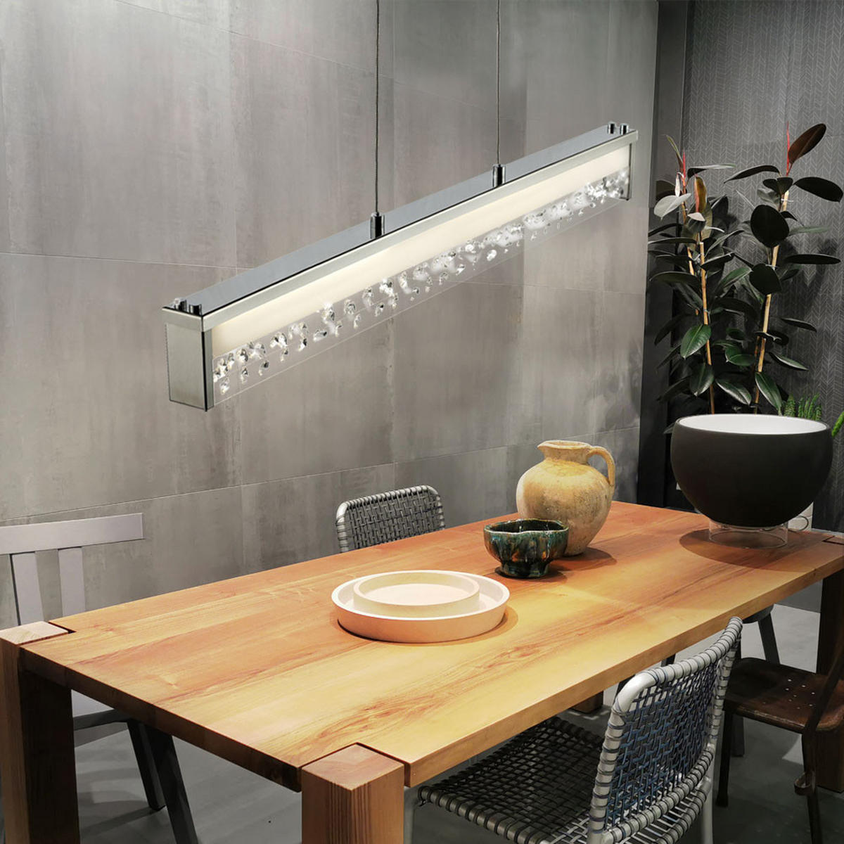 LED HÄNGELEUCHTE Doriana Silber Kristallglas - Silberfarben, Metall (78/4/120cm) - Esto