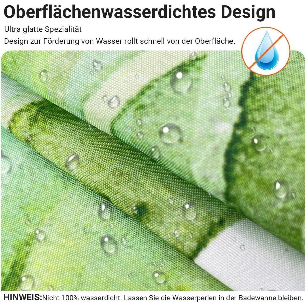 DUSCHVORHANG Blätter Grün 150 x 180 cm - Grün, Textil (150/180cm)