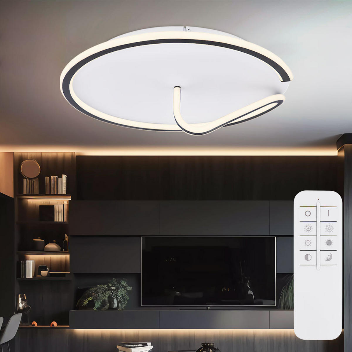 LED DECKENLEUCHTE Metall Schwarz Opal - Schwarz, Metall (51/51/15cm) - Globo Lighting