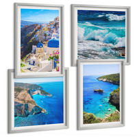 BILDER SET 4er Set - 50x50 cm & 40x60 cm Silberner Rahmen - Griechische Ansichten von Santorin Oia - Silberfarben, Kunststoff (50/50cm) - TULUP