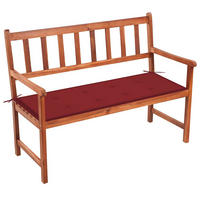GARTENBANK mit Auflage 120 cm Massivholz Akazie - Rot, Holz (50/90/58cm) - furnicato