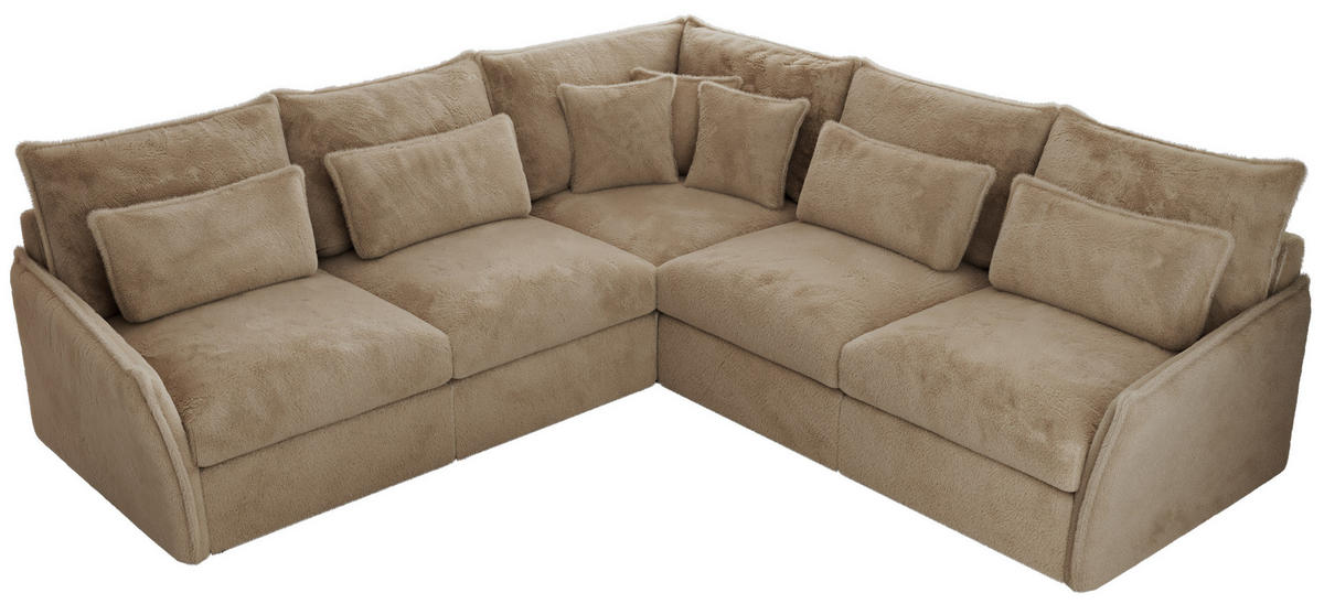 ECKSOFA VERSO L Beige Plüsch - Beige/Schwarz, Kunststoff/Textil (270/270cm) - MKS