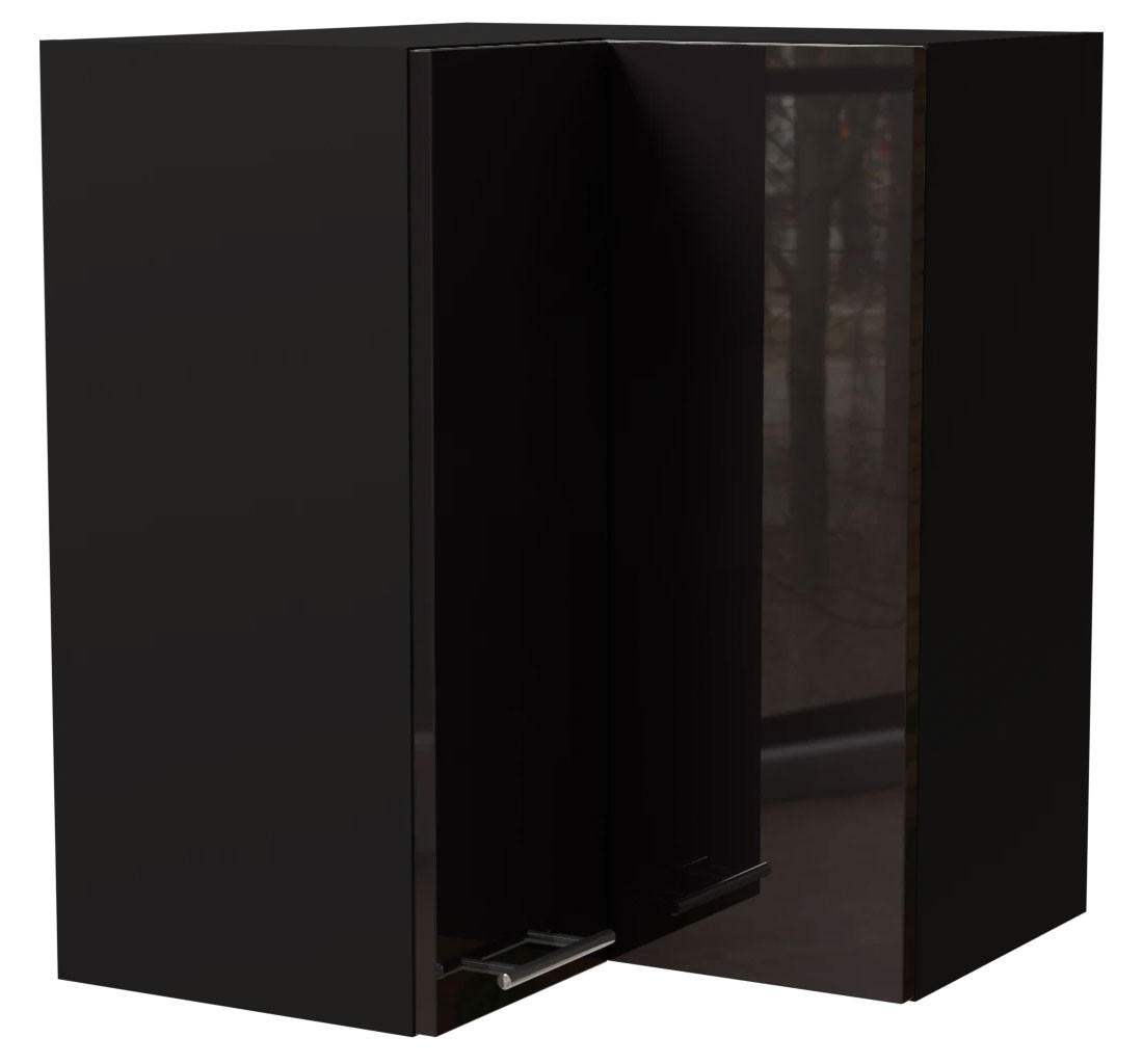 ECKHÄNGESCHRANK Essen W12/60 Schwarz Hochglanz / Schwarz Matt 60 / 60 / 72cm - Schwarz Hochglanz/Schwarz, Holz/Holzwerkstoff (60/72/60cm) - Feldmann-Wohnen