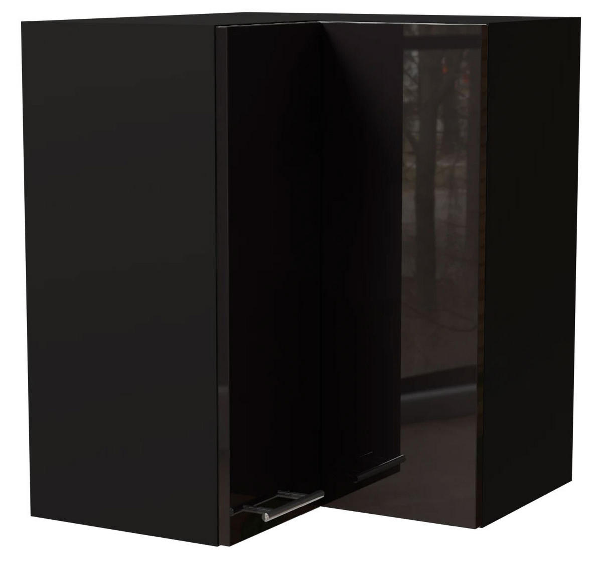 ECKHÄNGESCHRANK Essen W12/60 Schwarz Hochglanz / Schwarz Matt 60 / 60 / 72cm - Schwarz Hochglanz/Schwarz, Holz/Holzwerkstoff (60/72/60cm) - Feldmann-Wohnen