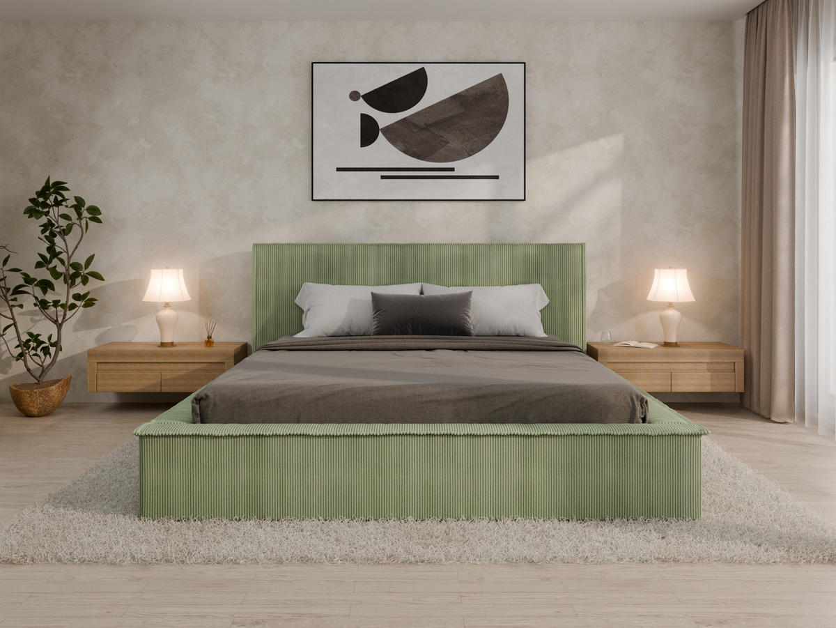 POLSTERBETT SANA 180x200cm Elegantes Polsterbett für modernen Wohnstil , ohne matratze, Grün - Grün, Holz (180/200cm) - Panda Möbel