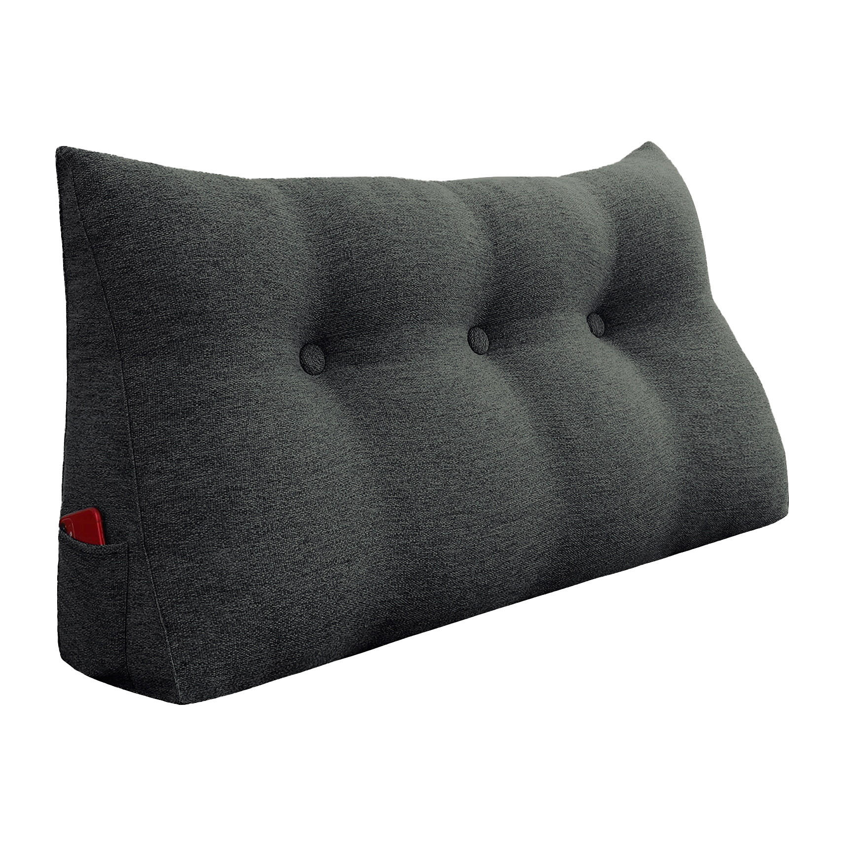 RÜCKENKISSEN für Bett Leinenlook Schwarz 100 cm - Schwarz, Textil (50/100cm) - Vercart