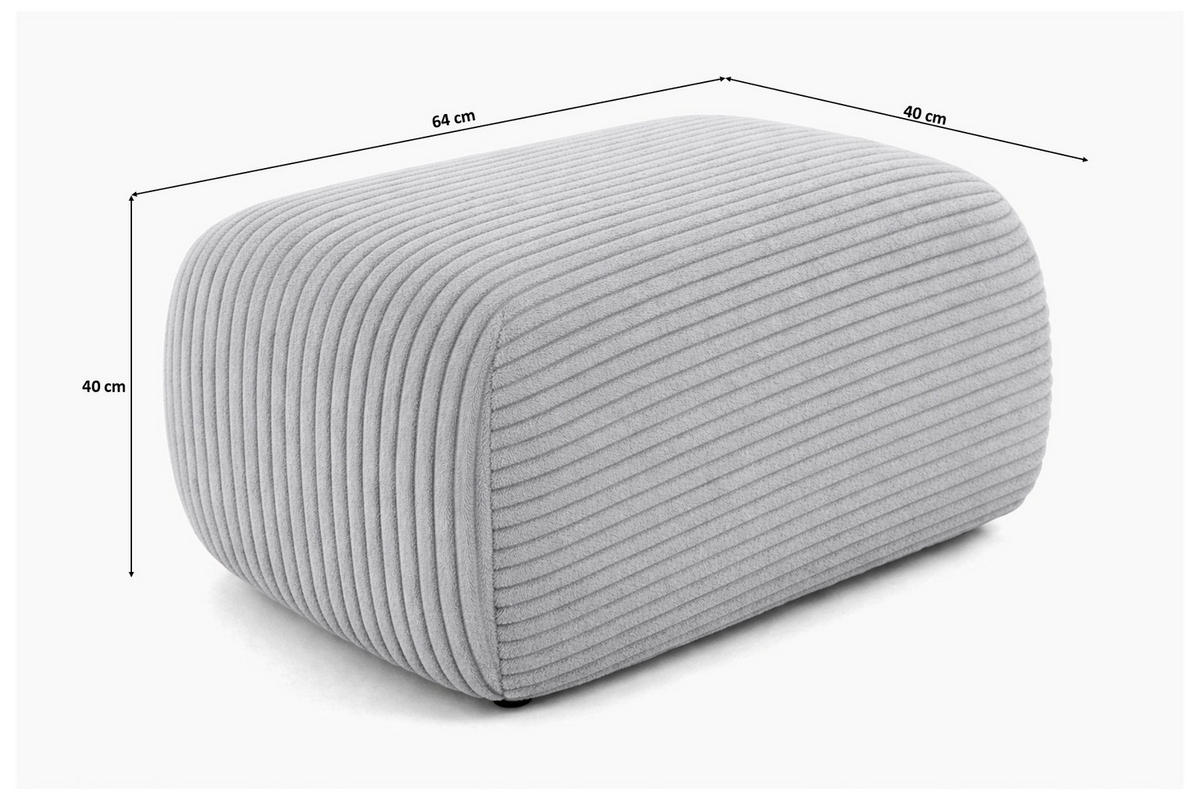 HOCKER Sitzpouf Für Wohnzimmer, Cordstoff Poso, Grün, BIS - Hellgrau, Holz (64/40/40cm) - Kaiser Möbel