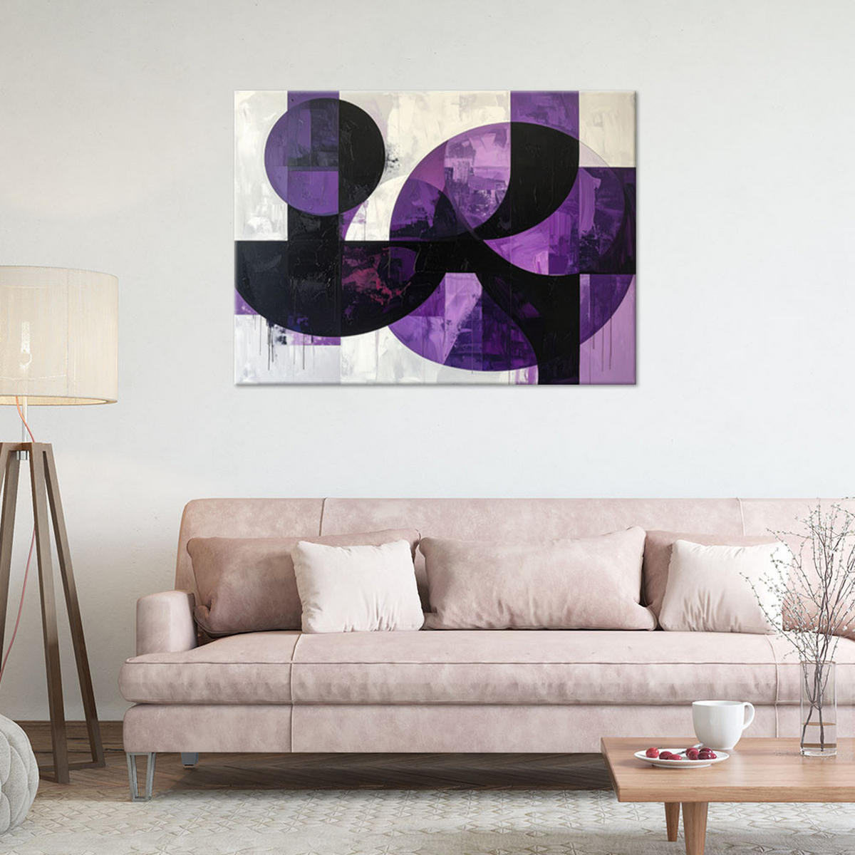 LEINWANDBILD 3D und geometrisch 120x80cm - Lila, Textil (120/80cm) - Feeby