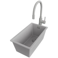 UNTERBAUSPÜLE GRANIT London, 2-er set Grau 26/47 cm 1 Becken + Küchenarmatur 38/14 cm + Ablauf-Set ab 30er Unterschrank - Grau, Kunststoff (26/20/47cm) - Primagran