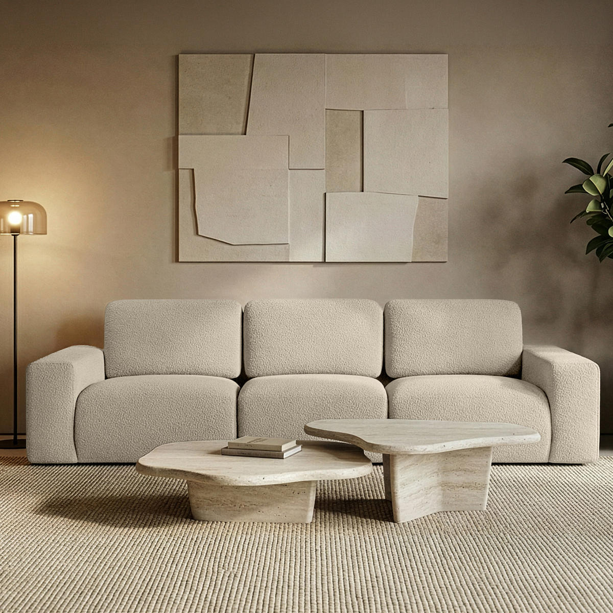 3-SITZER SOFA ZUCCO, Hellbeige - Hellbraun, Holz/Holzwerkstoff (292/85/100cm) - KONSIMO®