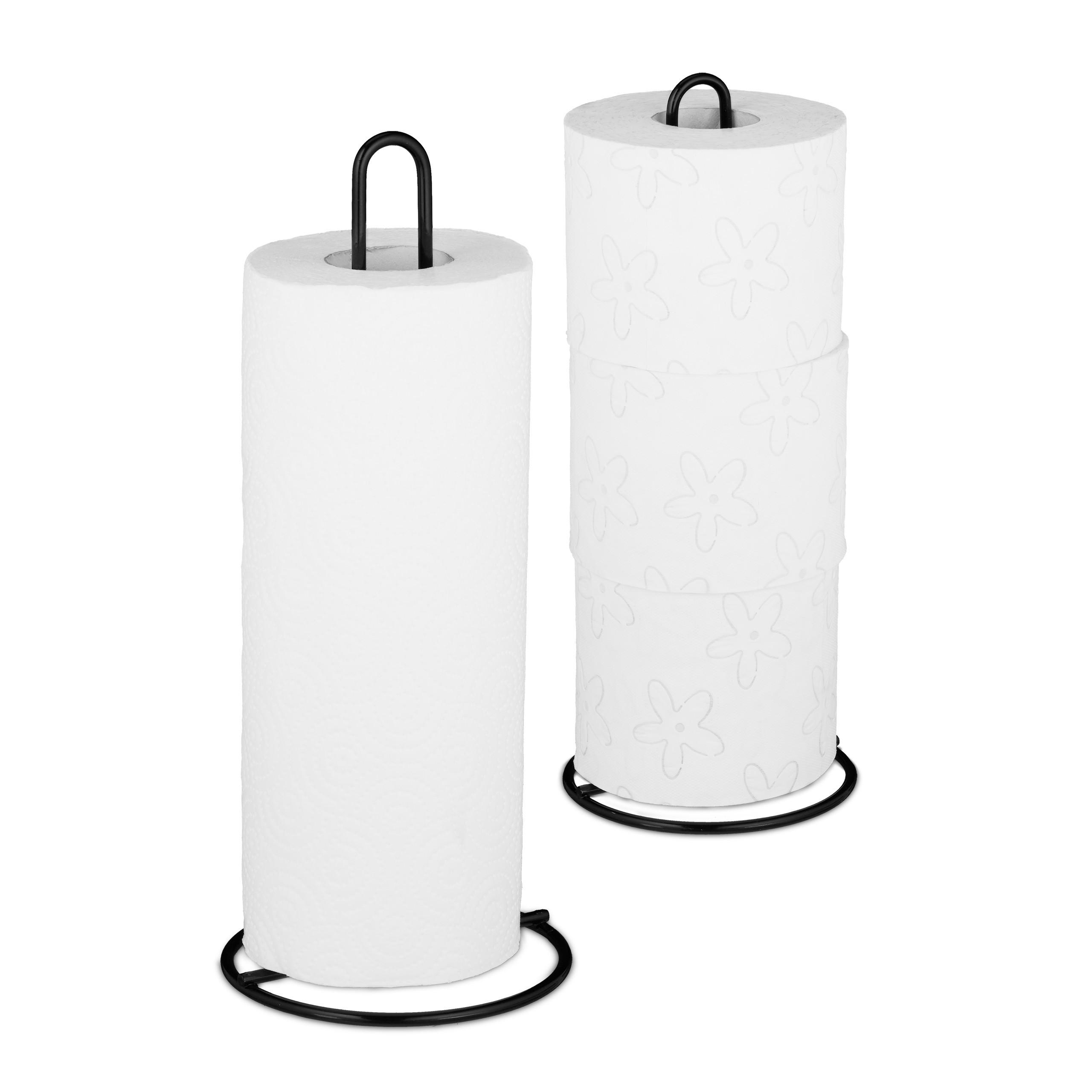 2XKÜCHENROLLENHALTER - Schwarz, Metall (13/32/13cm) - Relaxdays