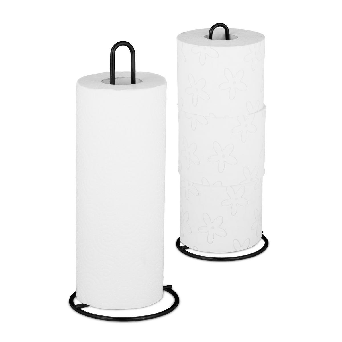 2XKÜCHENROLLENHALTER - Schwarz, Metall (13/32/13cm) - Relaxdays