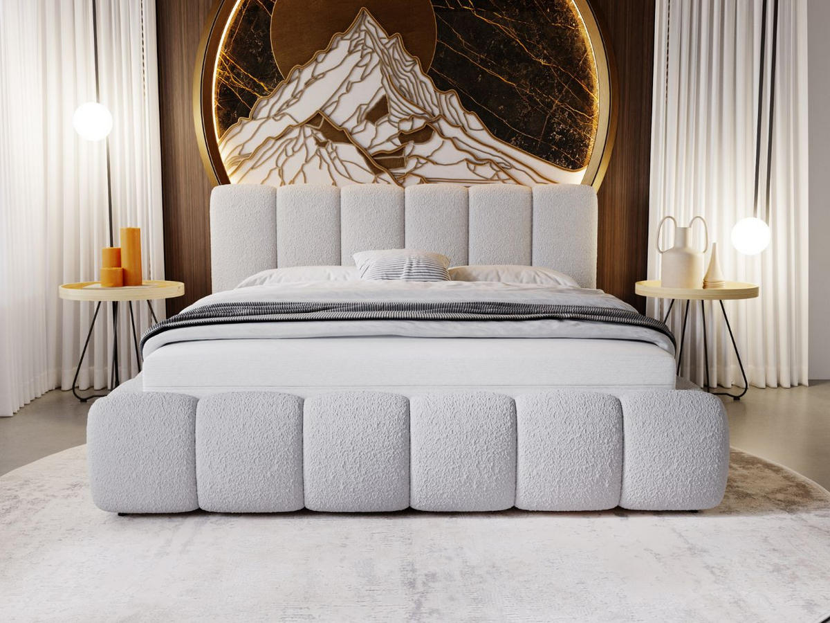 POLSTERBETT Cloud 200x200 Bouclé-Stoff Hellgrau - Hellgrau, Textil (200/200cm) - Graingold