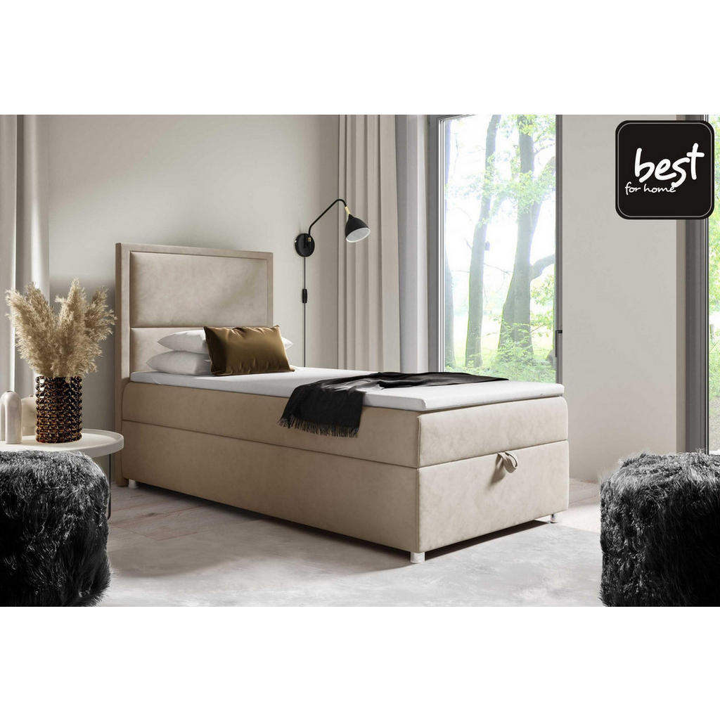 Thumbnail - Best For Home Boxbett, Grün, Textil, Höhe ca. 18 cm, Rechteckig, 70x200 cm, Schlafzimmer, Betten, Boxspringbetten