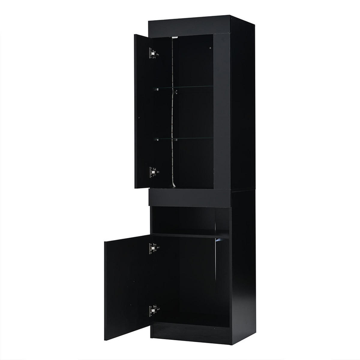 VITRINE mit LED Beleuchtung in Schwarz - Schwarz, Holzwerkstoff (40/180/50cm) - KOMHTOM