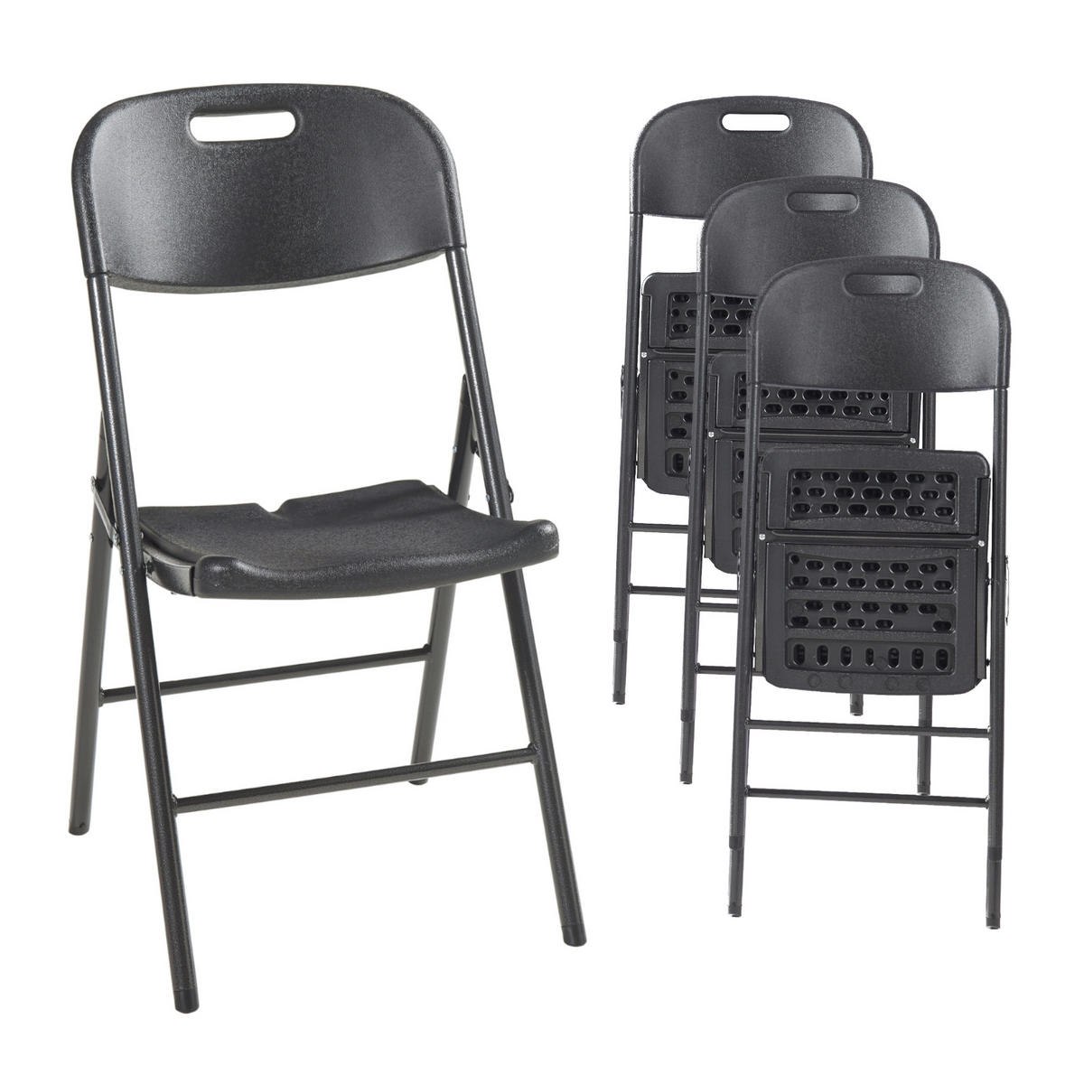 KLAPPSTUHL Ljusnarsberg - Schwarz, Kunststoff/Metall (46/87/53cm) - [en.casa]