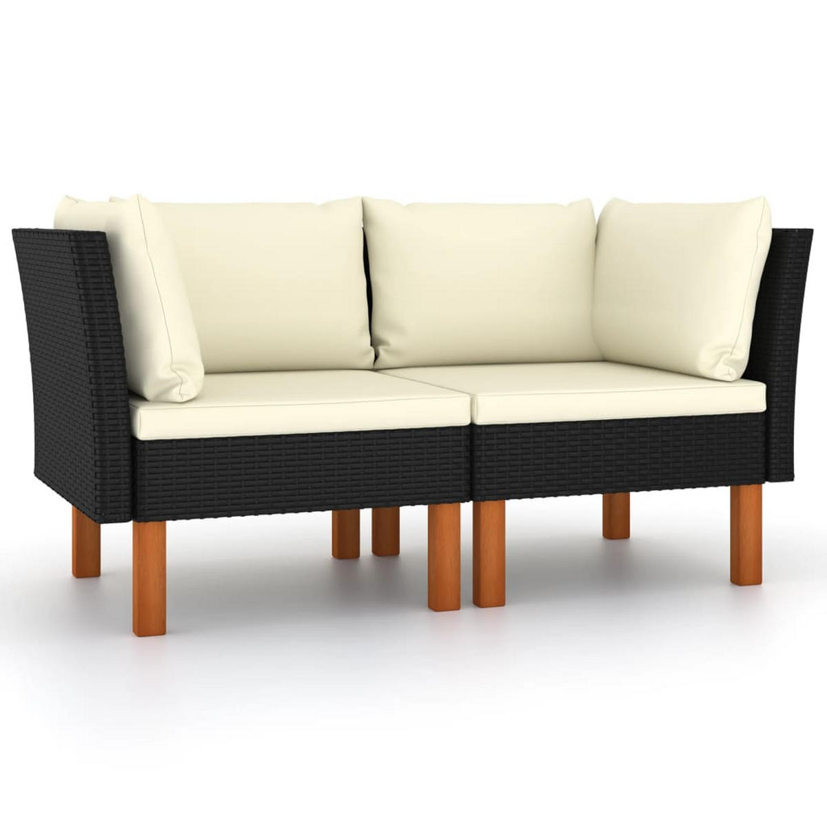 GARTENSOFA JYVAJ 67/64.5/64.5 cm （2-SITZER） - Schwarz, Holz (67/64.5/64.5cm) - ZMH