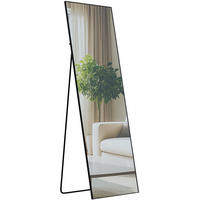 STANDSPIEGEL eckig 50/3/150 cm Glas Schwarz-Matt - Schwarz, Glas (50/150/3cm) - CLP