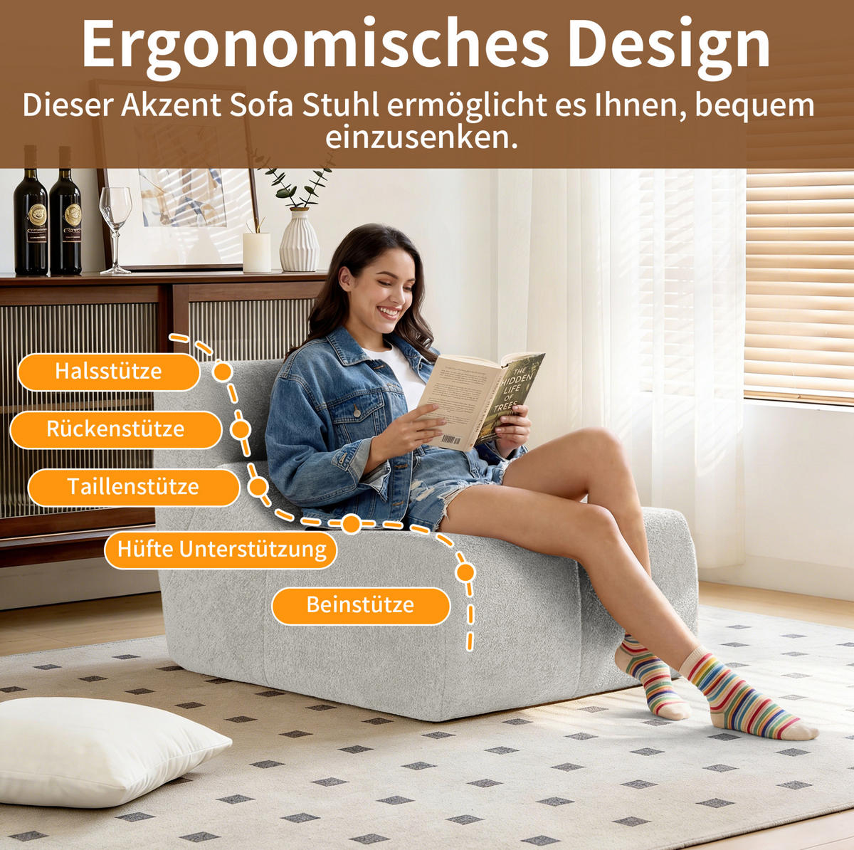 SESSEL 94/110/79 cm in Weiß aus Samtstoff, ergonomisch und montagefrei - Weiß, Textil (110/79/94cm) - Flora Grace