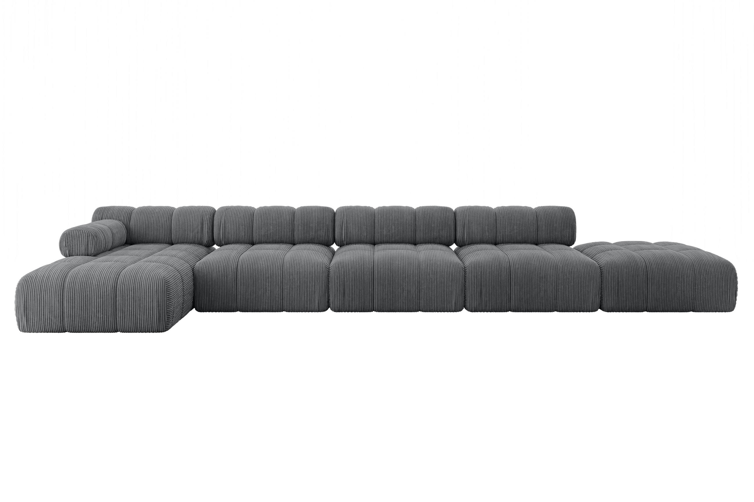 ECKSOFA modulares Sofa Lizur-L3 - 475x160x70 cm Dunkelgrau Cord - Dunkelgrau, Holzwerkstoff/Textil (475/160cm) - ALTDECOR