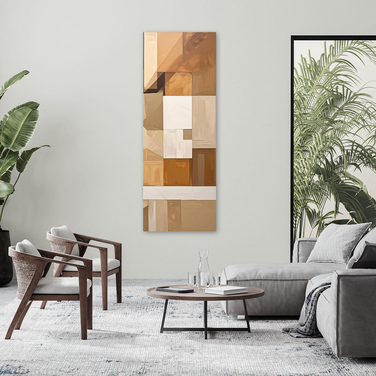 LEINWANDBILD 3D und geometrisch 50x150cm - Beige, Textil (50/150cm) - Feeby