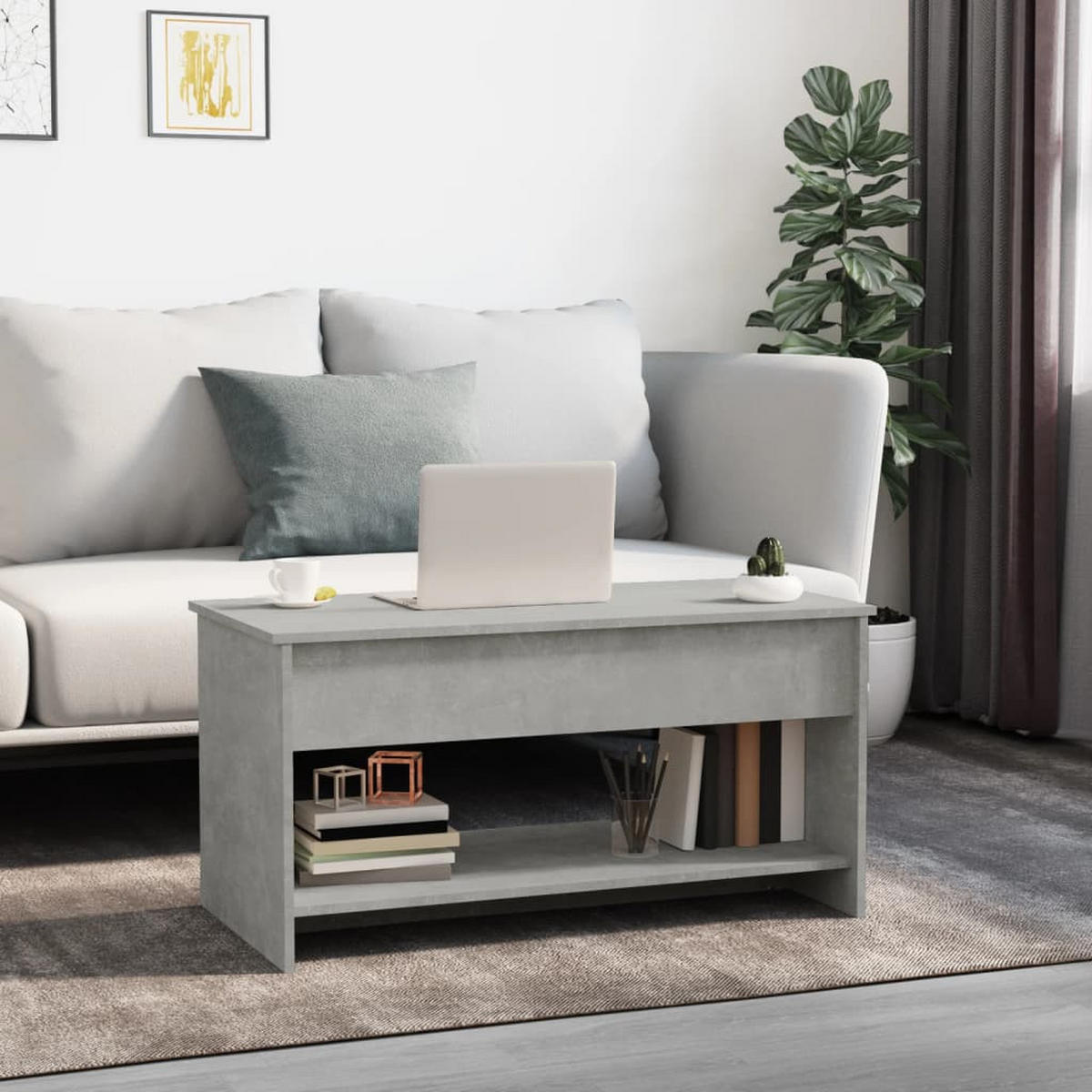 COUCHTISCH Betongrau 102x50x52,5 cm Holzwerkstoff - Grau, Holzwerkstoff (102/50/52.5cm) - furnicato