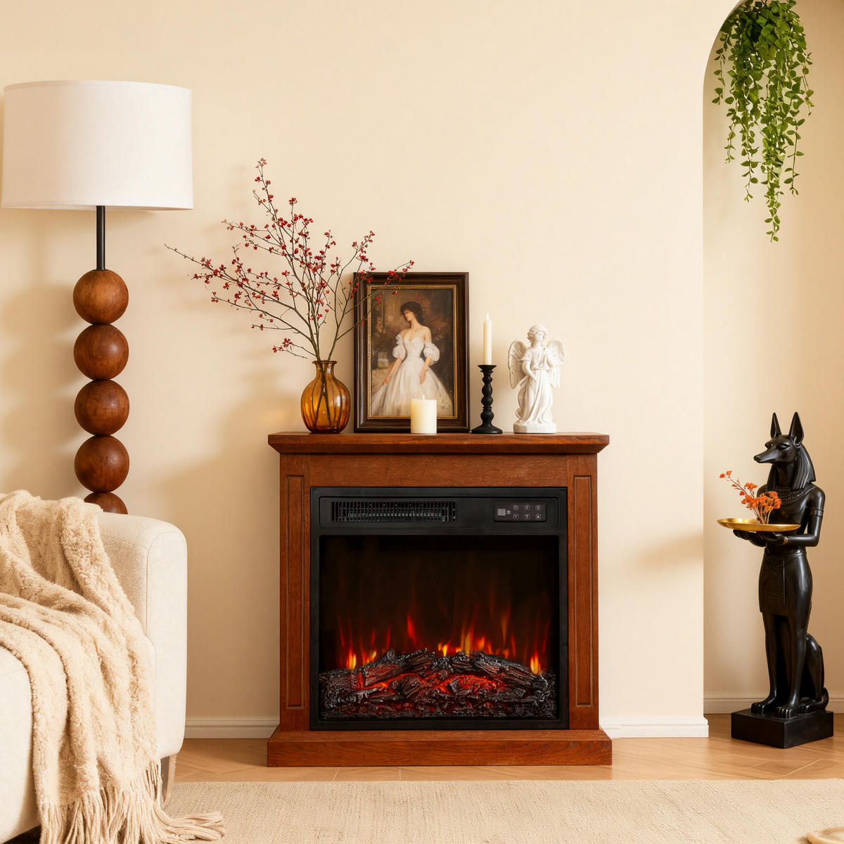18" Elektrokamin mit Schrank - Braun, Metall (48.5/45.5/13.5cm)