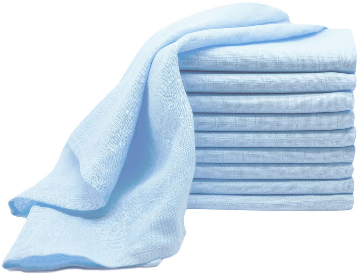 SPUCKTÜCHER, 10er-Set, 70x70 cm, 100% Baumwolle, Blau - Hellblau, Textil (70/70cm) - Zollner