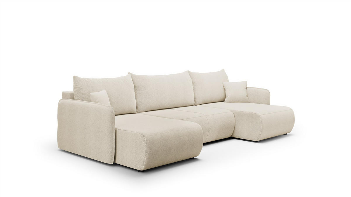 WOHNLANDSCHAFT Calgary - Creme, Holzwerkstoff/Textil (290/86/148cm) - Fun Möbel