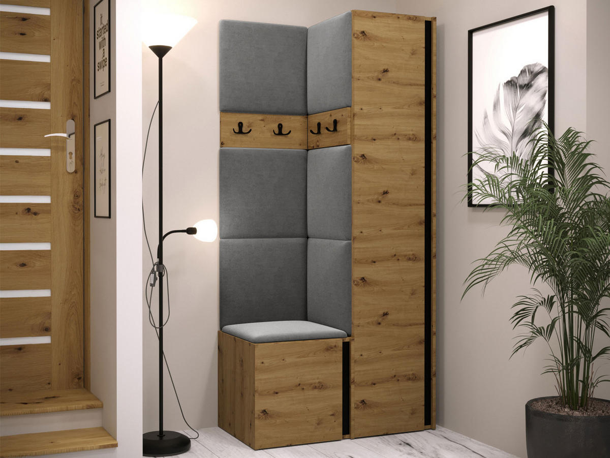 GARDEROBEN-SET Orion XXIV - Eiche Artisan/Grau, Holzwerkstoff/Kunststoff (82/186/46cm) - MIRJAN24