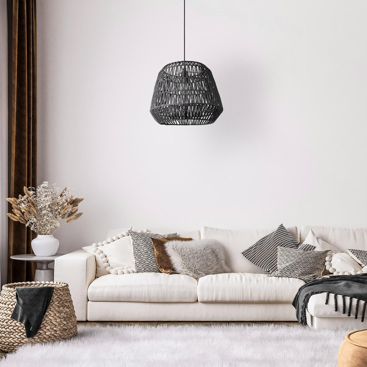 PENDELLEUCHTE Pomi - Schwarz, Metall (40/40/32cm) - Paco Home