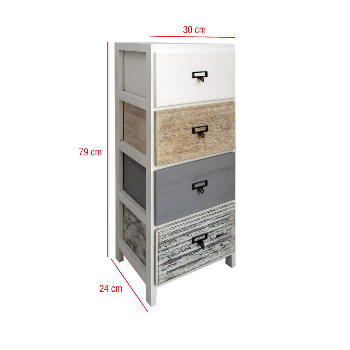 KOMMODE Weiß 24/30/79 cm - Weiß, Holz (24/79/30cm) - Mobili Rebecca