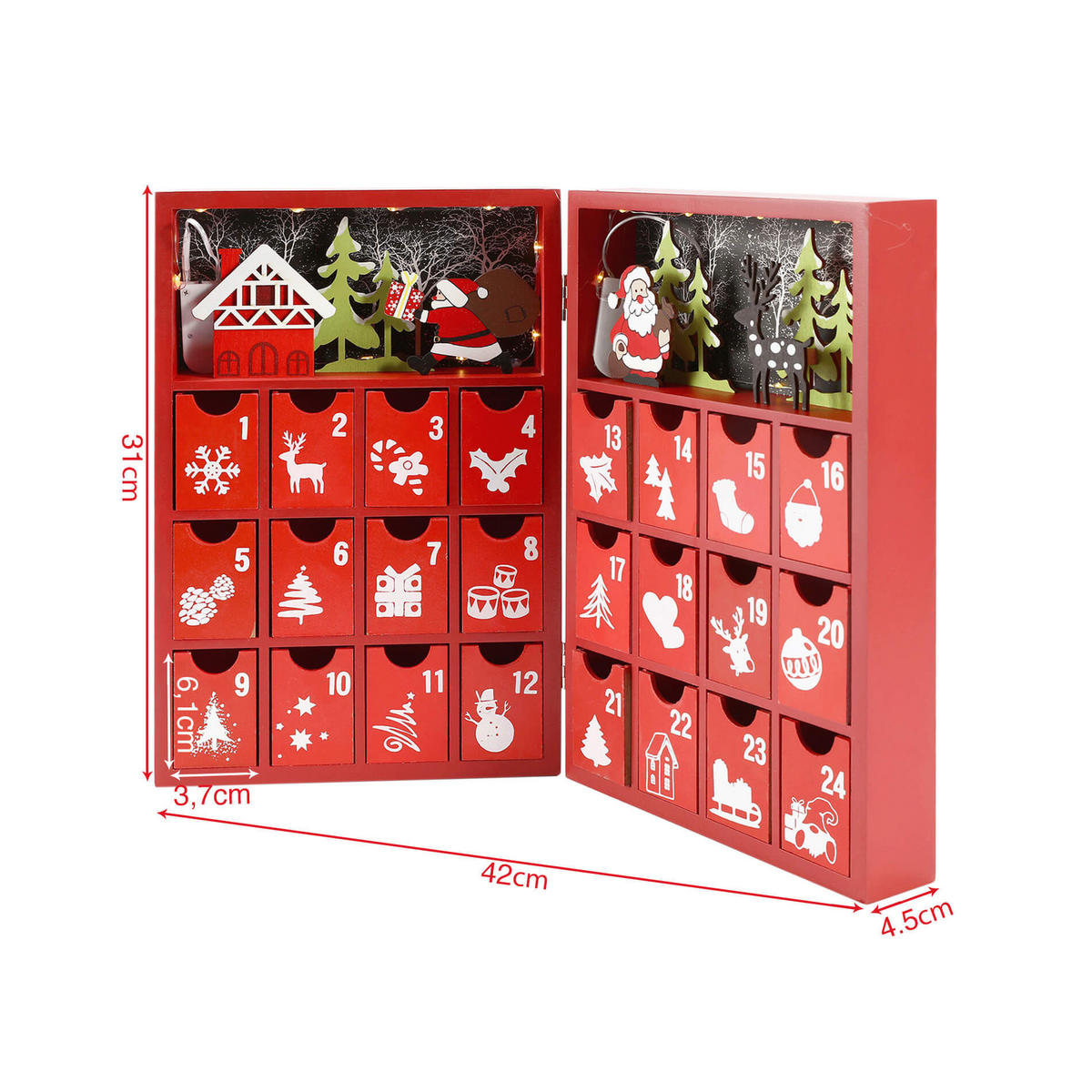 ADVENTSKALENDER Mehrfarbig 9/21/31 cm - Multicolor, Holz (9/31/21cm) - Mobili Rebecca