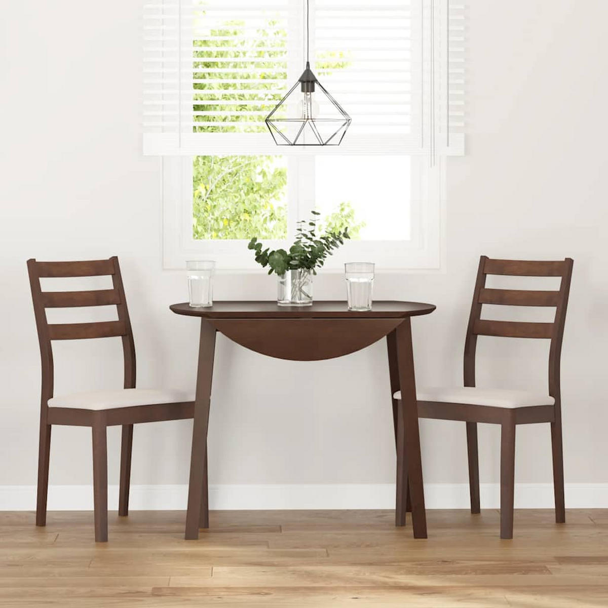 ESSZIMMERSTÜHLE mit Kissen 2 Stk. Braun Massivholz Gummibaum 48.5*49*90cm - Braun/Weiß, Holz (48.5/90/49cm) - ZMH