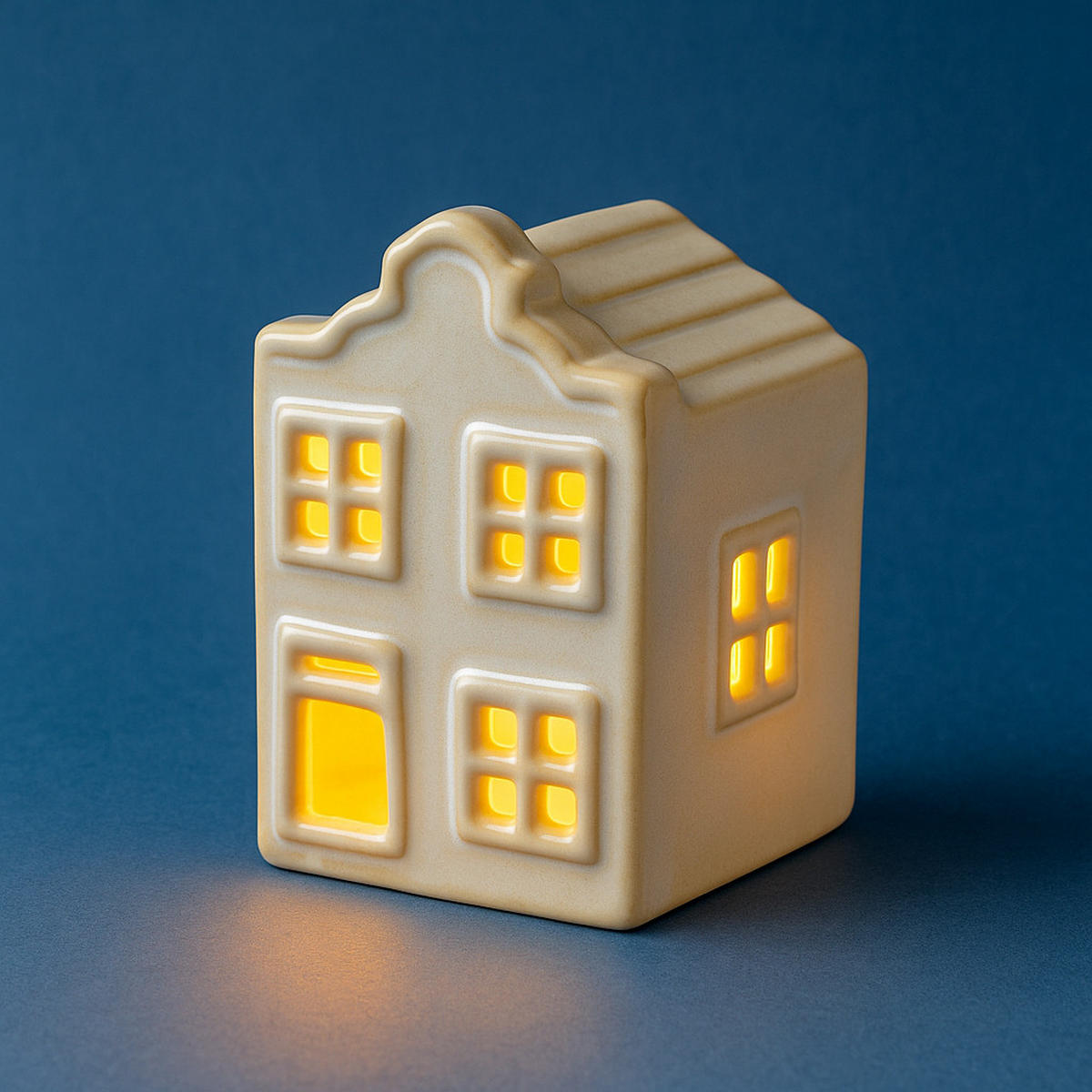 LED-LATERNENHAUS Hytte Weiß 5,7x5,5x8,6 cm Keramik - Weiß, Keramik (5.5/8.6/5.7cm) - Mondex