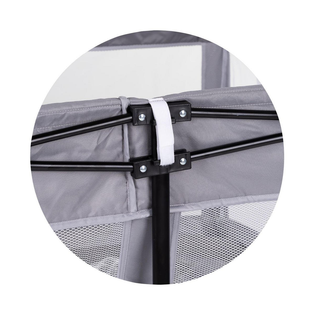 LAUFSTALL Easy grau 180 x 180 cm, Tasche, 2 Ringe, faltbar, Schlupfloch, Reißverschluss - Grau, Metall (180/62/180cm) - Chipolino