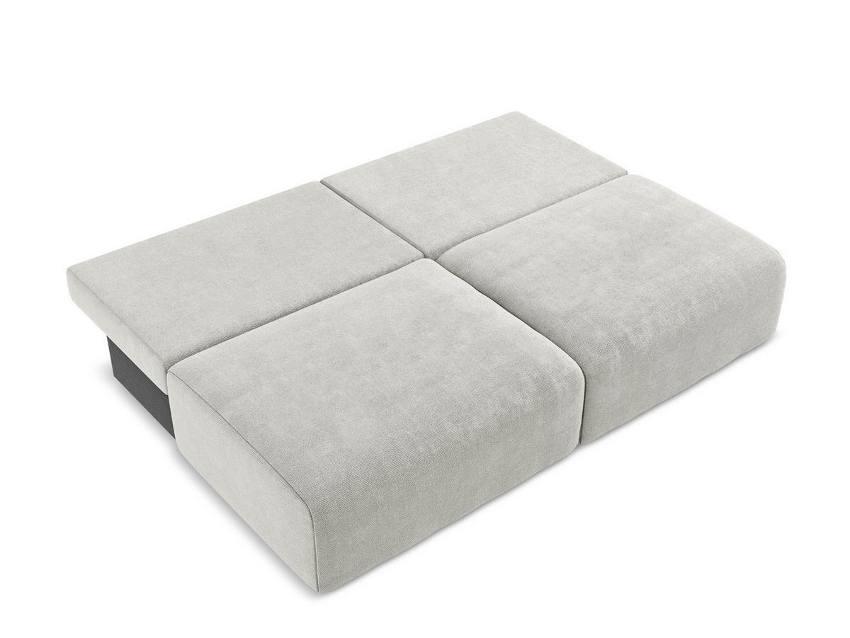 3-SITZER SOFA mit Schlaffunktion Chenille Stoff Grau - Hellgrau/Schwarz, Kunststoff/Textil (216/79/102cm) - Makamii