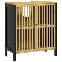 WASCHBECKENUNTERSCHRANK DE-15885 mit 2 Türen Schwarz/Natur - Naturfarben, Holzwerkstoff (60/70/30cm) - ComfortXL