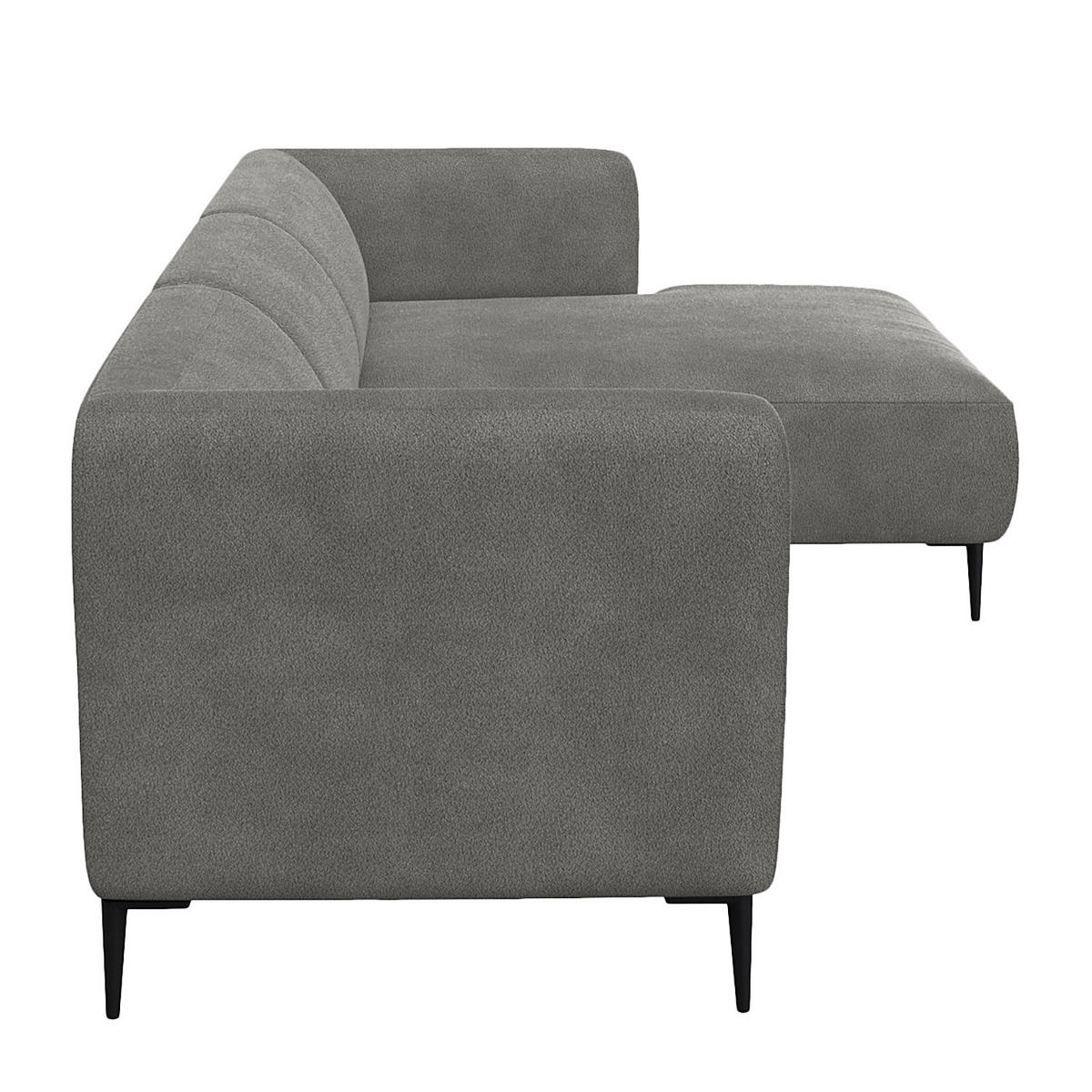 2,5-SITZER ECKSOFA mit Longchair - Schwarz/Grau, Textil/Metall (271/148cm) - home24