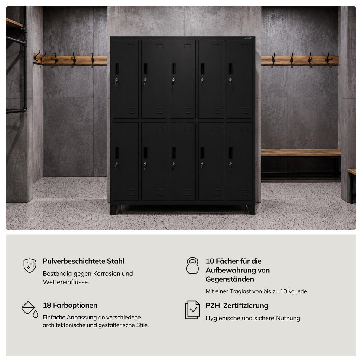 SCHLIESSFACHSCHRANK Bartek - Schwarz, Metall (136/172/45cm) - Jan Nowak