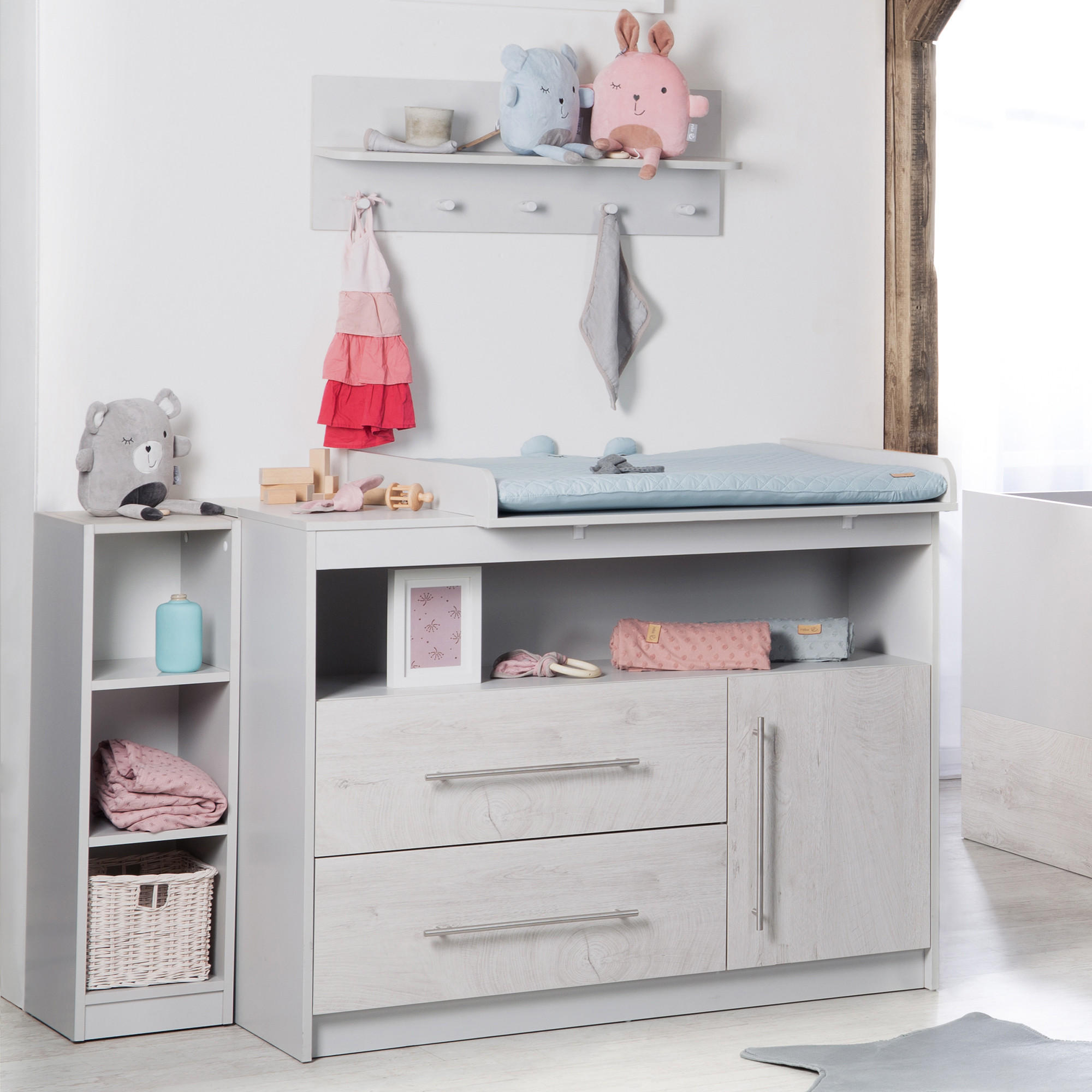 WICKELKOMMODE Maren 2 - Grau, Holzwerkstoff/Metall (117/98/75cm) - Roba